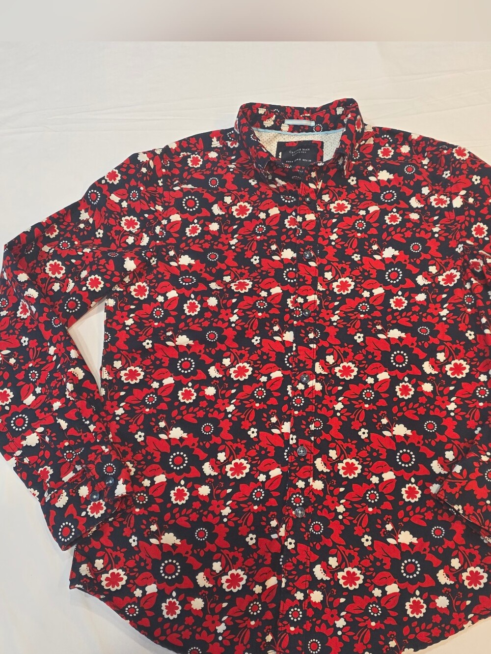 Cactus Man SMALL Ricky Singh Floral Slim Fit Long Sleeve Button Down 100% Cotton